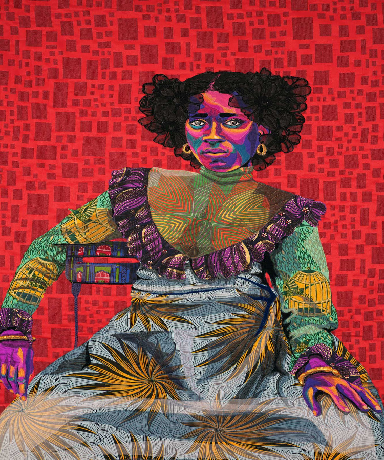 Bisa Butler quilted portrait